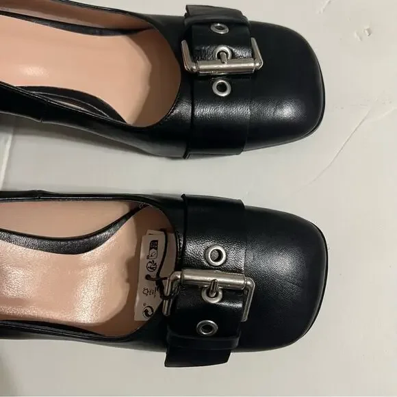 Zara Black SINGLE MONK STRAP LEATHER SHOES 7.5 US - Picture 12 of 16
